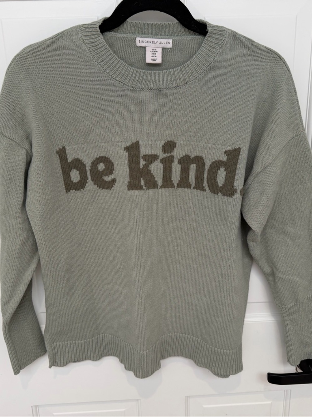 Sincerly Jules Sage Green "be kind" Crewneck Sweater